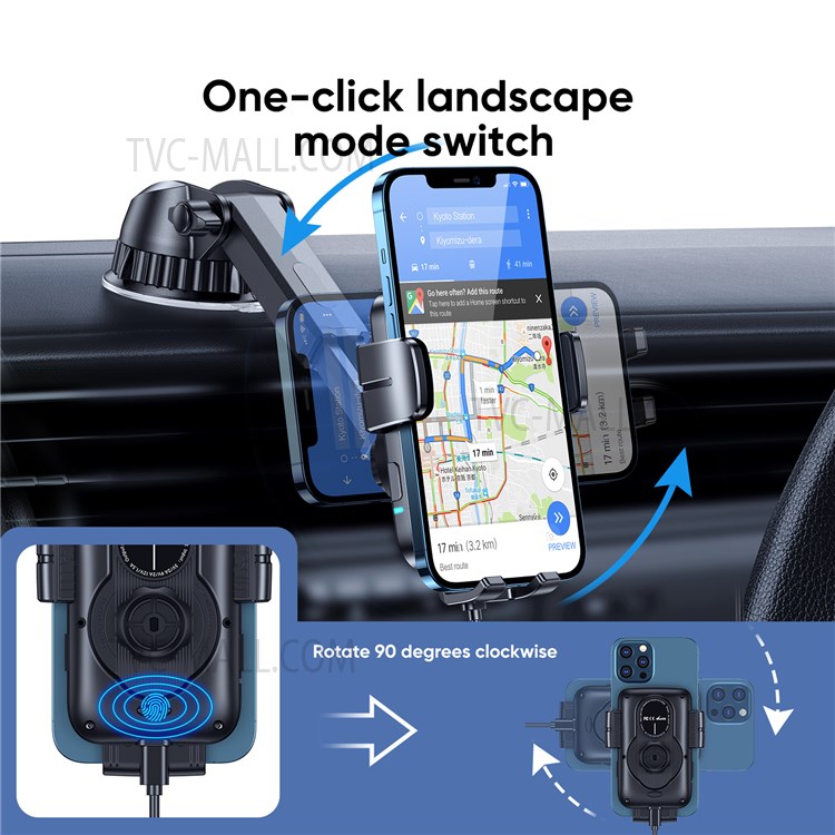 JOYROOM JR-ZS242 15W Rotatable Car Dashboard Wireless Charger Air Vent Fast Charging Phone Holder Bracket-3