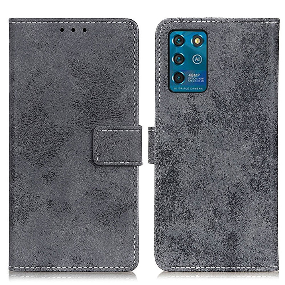 Retro Style Magnetic Clasp PU Leather Wallet Stand Well-protected Phone Cover Case for ZTE Blade V30 Vita - Grey-1