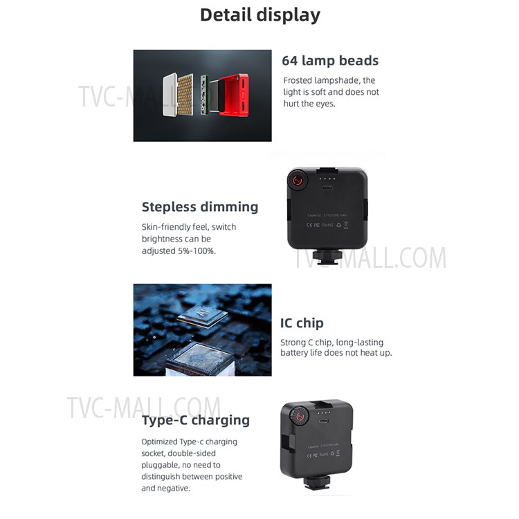 Desktop Tripod Adjustable Fill Light Phone Holder with Remote Shutter Controller Vlog Shooting Kit-7