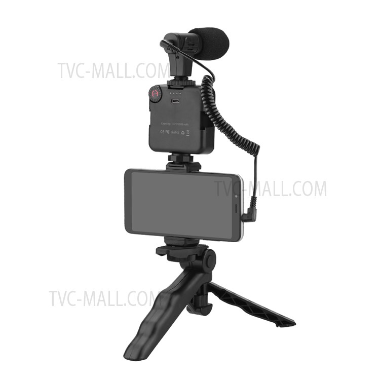 4 in 1 Vlog Shooting Kit Desktop Tripod Adjustable Fill Light Phone Holder Microphone for Mobile Phone 6.5-10cm-3