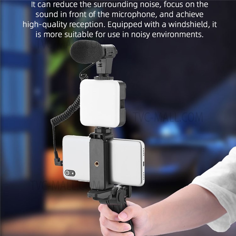 5 in 1 Desktop Tripod Adjustable Fill Light Microphone Phone Holder with Remote Shutter Controller Vlog Shooting Kit-18