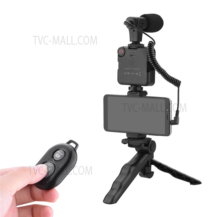5 in 1 Desktop Tripod Adjustable Fill Light Microphone Phone Holder with Remote Shutter Controller Vlog Shooting Kit-3