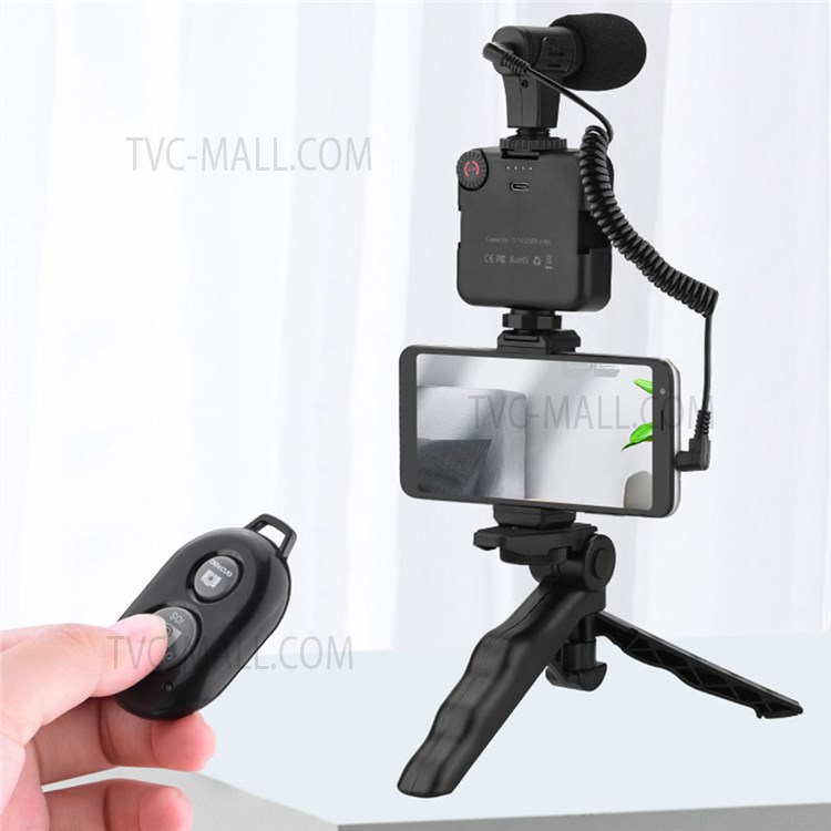 5 in 1 Desktop Tripod Adjustable Fill Light Microphone Phone Holder with Remote Shutter Controller Vlog Shooting Kit-5
