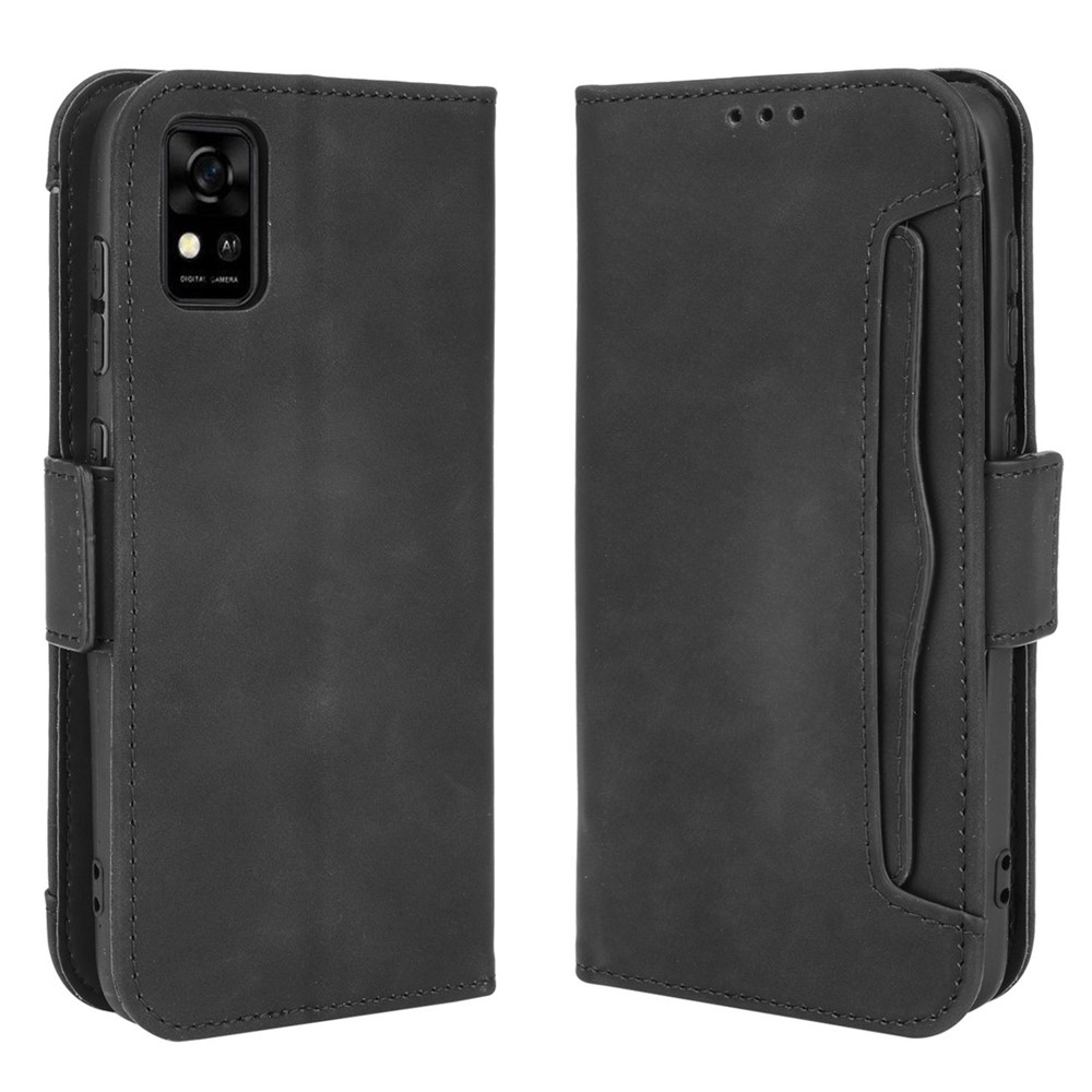 Multiple Card Slot Design PU Leather Flip Phone Case Wallet Stand Cover Shell for ZTE Blade A31 - Black-1