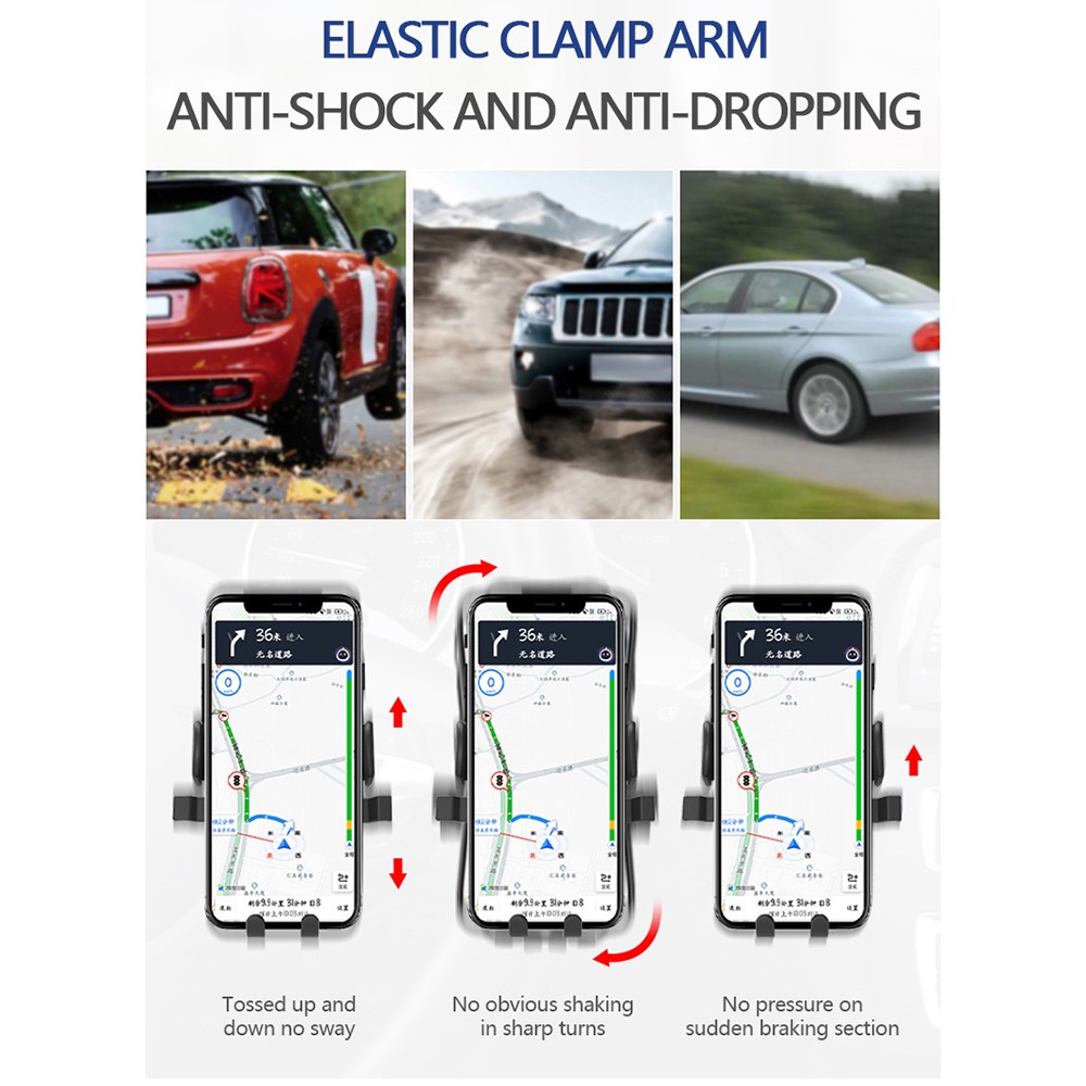 Auto-Windschutzscheiben-Armaturenbrett-Saugbecher-Halterung Teleskop-Schwerkraft Auto-Klemm-Telefonhalter-Ständer - Schwarz