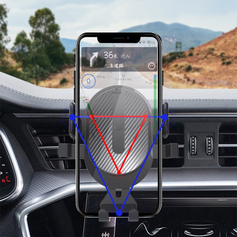 360 Degree Rotation Car Air Vent GPS Mount Mobile Phone Holder Gravity Auto Clamp Bracket - Black / Red-4