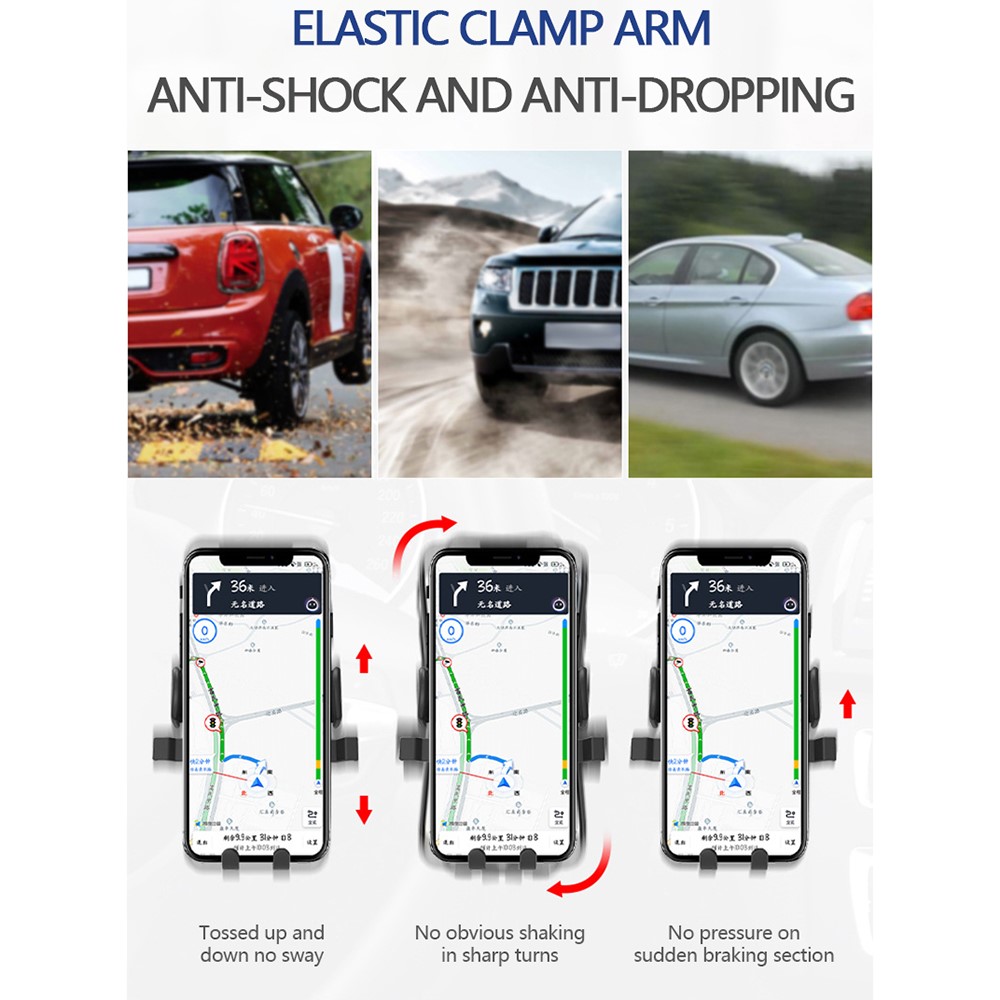 360 Degree Rotation Car Air Vent GPS Mount Mobile Phone Holder Gravity Auto Clamp Bracket - Black / Red-5