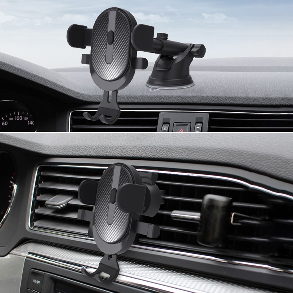 360 Degree Rotation Car Air Vent GPS Mount Mobile Phone Holder Gravity Auto Clamp Bracket - Black / Red-9