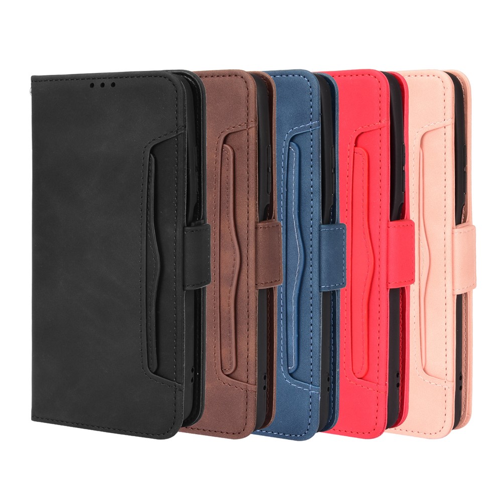 For ZTE Blade V30 Shockproof Magnetic Closure Flip Phone Case Multiple Card Slot Design PU Leather Wallet Phone Cover - Black-11