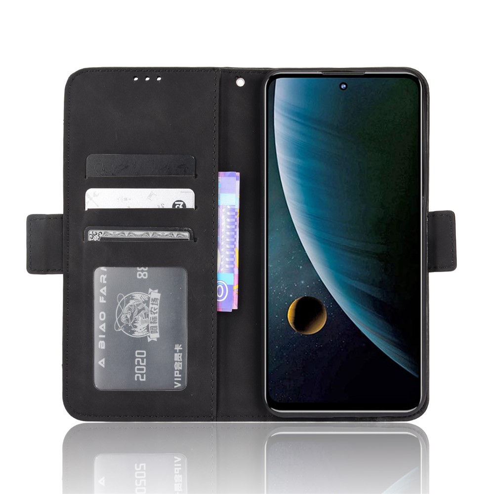 For ZTE Blade V30 Shockproof Magnetic Closure Flip Phone Case Multiple Card Slot Design PU Leather Wallet Phone Cover - Black-4