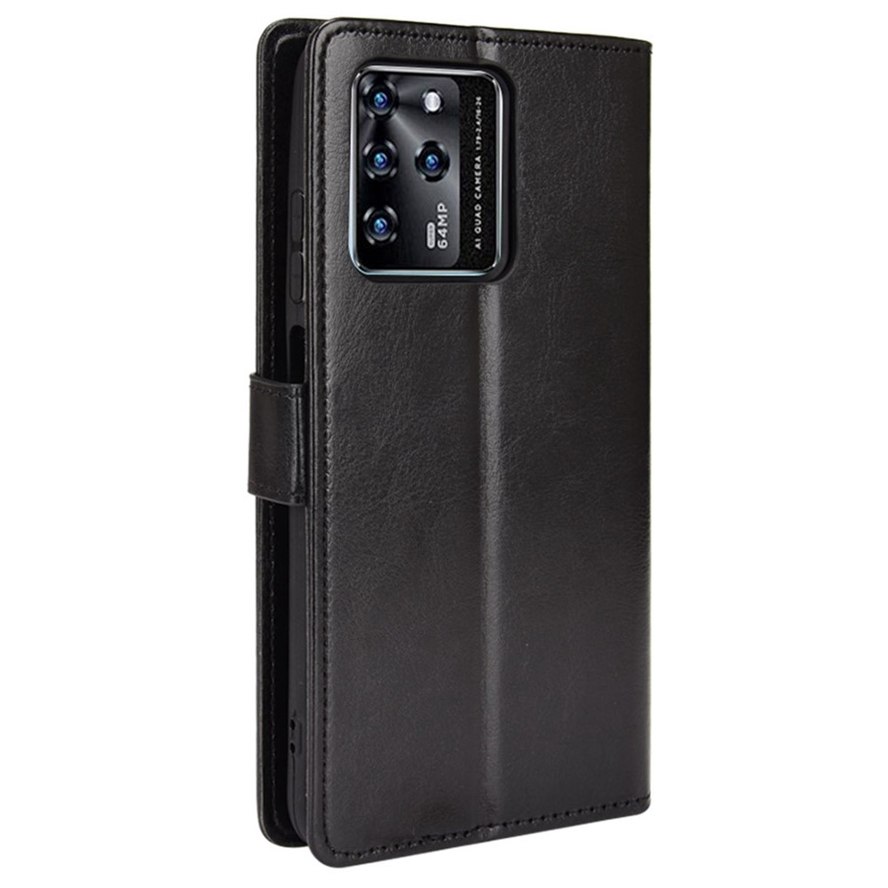 Stand Crazy Horse Texture PU Leather Flip Folio Wallet Magnetic Anti-Scratch Case with Wrist Strap for ZTE Blade V30 - Black-3