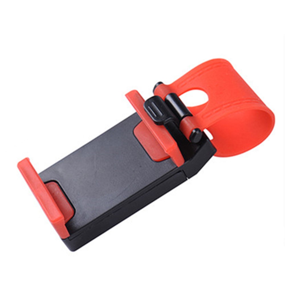 Car Phone Holder Steering Wheel Hanging Mount Mobile Phone GPS Clip Bracket - Red-1