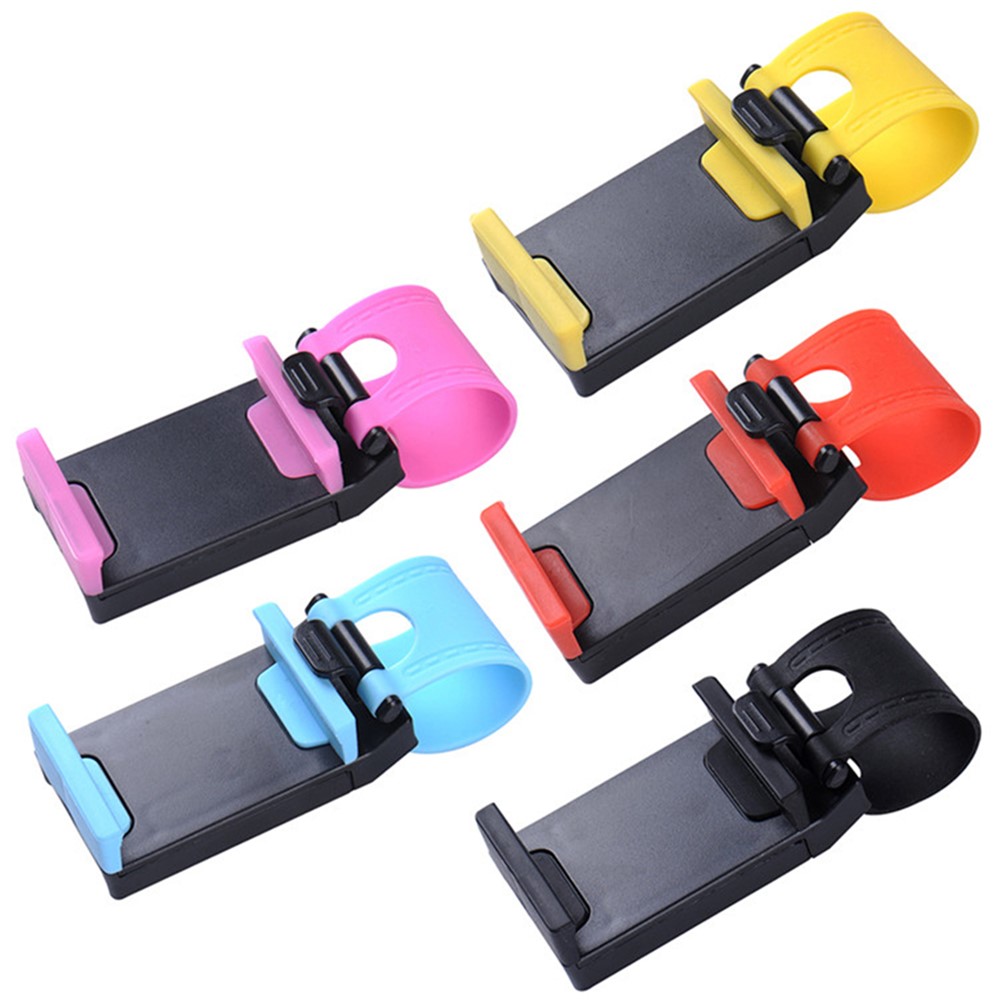 Car Phone Holder Steering Wheel Hanging Mount Mobile Phone GPS Clip Bracket - Red-10