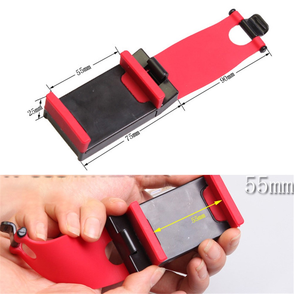 Car Phone Holder Steering Wheel Hanging Mount Mobile Phone GPS Clip Bracket - Red-3