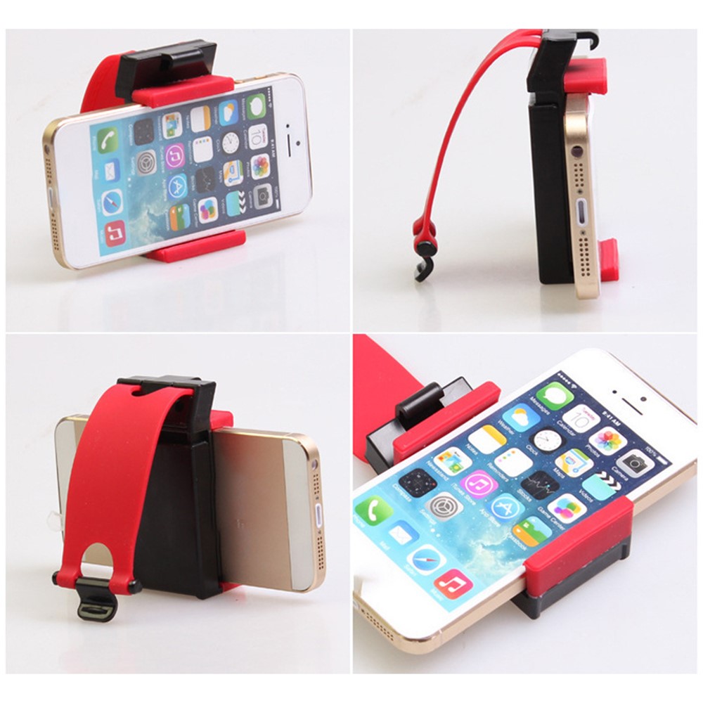Car Phone Holder Steering Wheel Hanging Mount Mobile Phone GPS Clip Bracket - Red-4