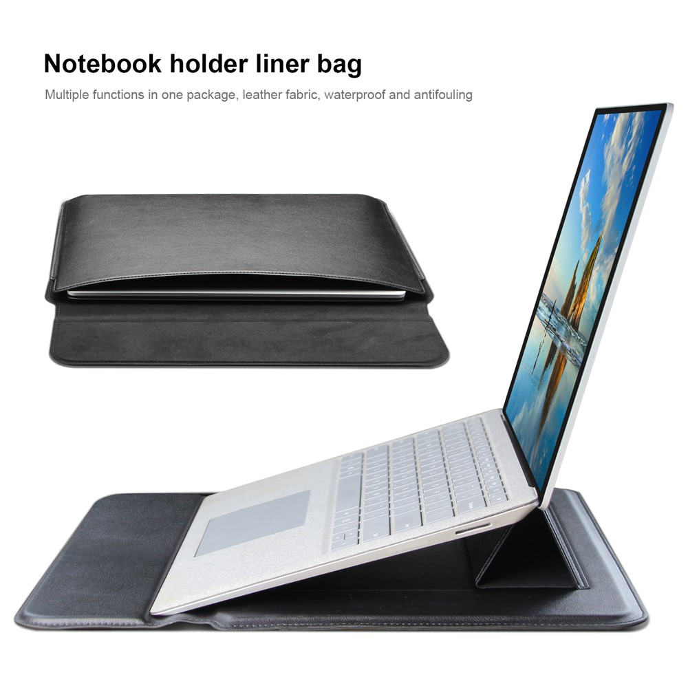 PU Leather Waterproof Notebook Laptop Sleeve Bag Horizontal Carrying Pouch for MacBook Air 13 inch - Black-2