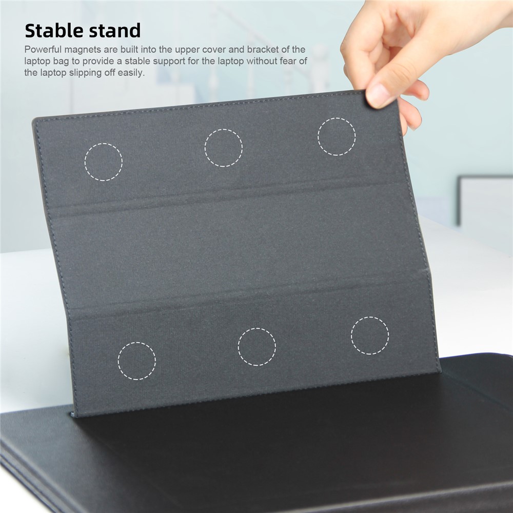 PU Leather Waterproof Notebook Laptop Sleeve Bag Horizontal Carrying Pouch for MacBook Air 13 inch - Black-4