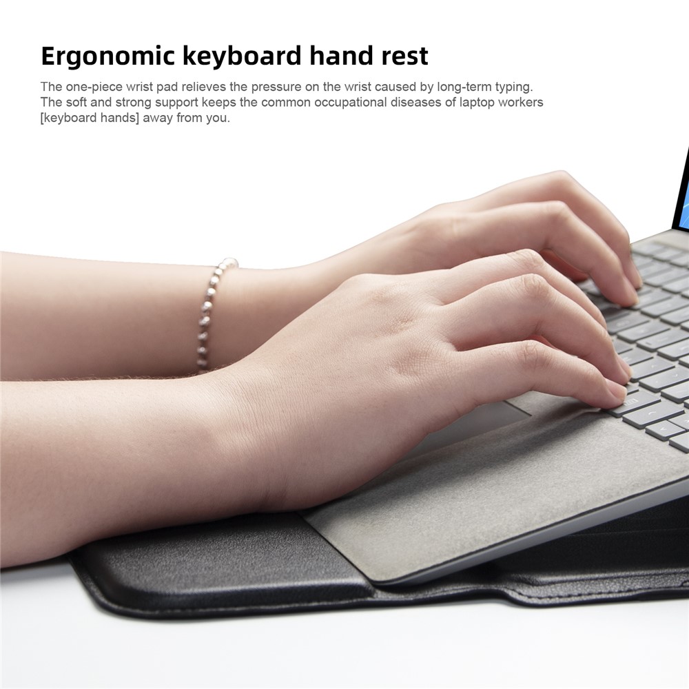 PU Leather Waterproof Notebook Laptop Sleeve Bag Horizontal Carrying Pouch for MacBook Air 13 inch - Black-5