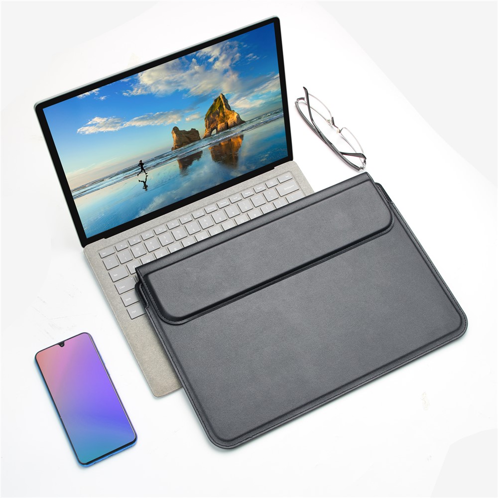 PU Leather Waterproof Notebook Laptop Sleeve Bag Horizontal Carrying Pouch for MacBook Air 13 inch - Black-6