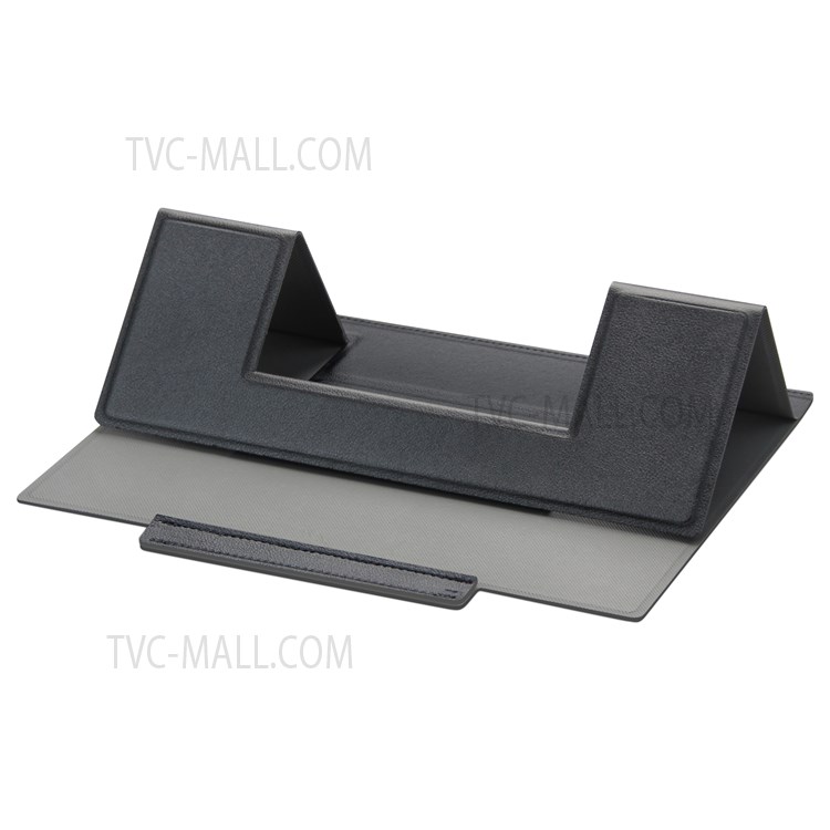 PU Leather Foldable Two-gear Height Laptop Holder Stand Notebook Heat Dissipation Bracket - Black-1