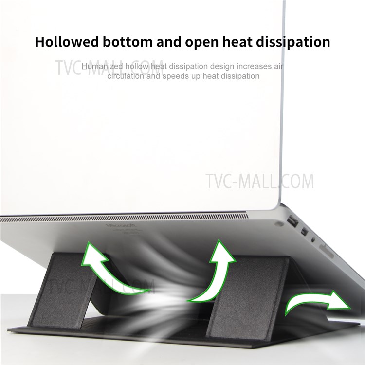 PU Leather Foldable Two-gear Height Laptop Holder Stand Notebook Heat Dissipation Bracket - Black-3