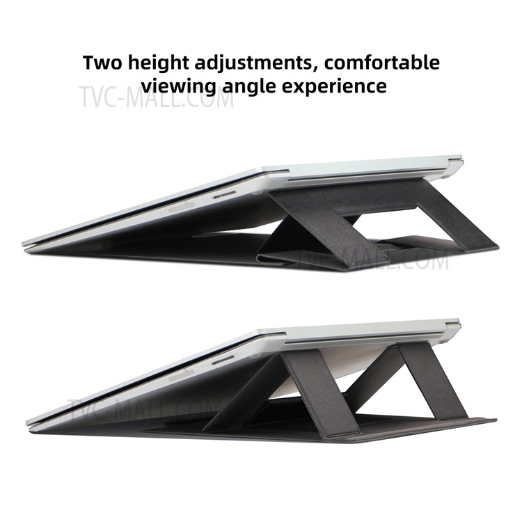 PU Leather Foldable Two-gear Height Laptop Holder Stand Notebook Heat Dissipation Bracket - Black-4
