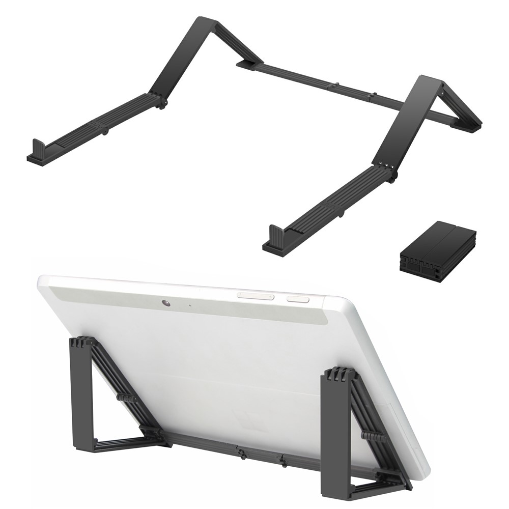 3-in-1 Adjustable Laptop Tablet Mobile Phone Holder Stand Desktop Heat Dissipation Notebook Bracket - Black-1