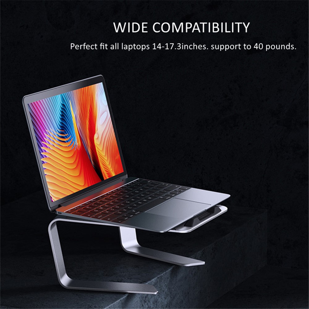 P49 Detachable Laptop Riser Stand Notebook Holder Bracket Cooler for MacBook Lenovo Asus - Dark Grey-3