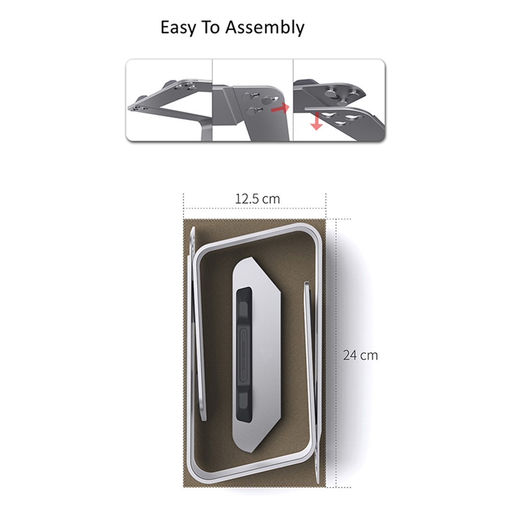 P49 Detachable Laptop Riser Stand Notebook Holder Bracket Cooler for MacBook Lenovo Asus - Dark Grey-8