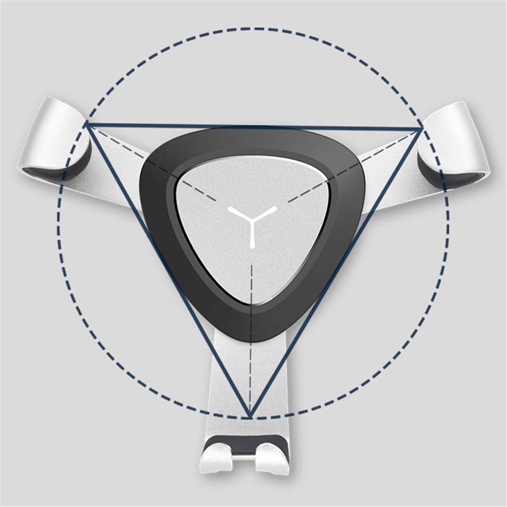 Z01 Universal Rotatable Gravity Triangle Metal Car Air Outlet Phone Holder Bracket - Silver-4