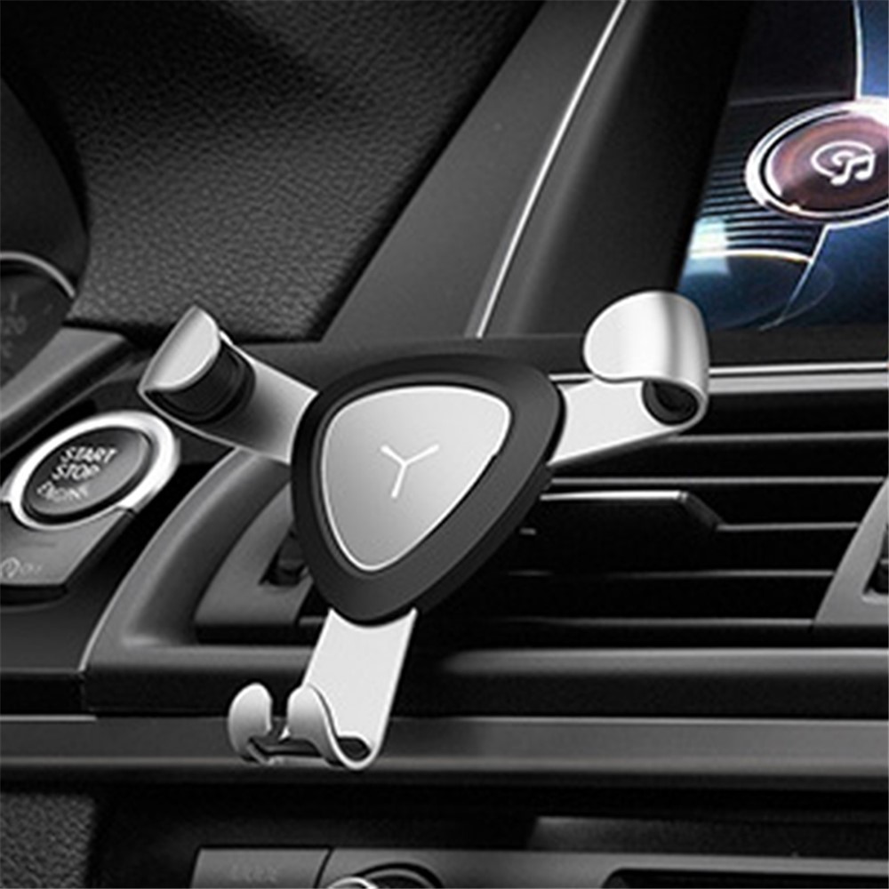 Z01 Universal Rotatable Gravity Triangle Metal Car Air Outlet Phone Holder Bracket - Gold-2