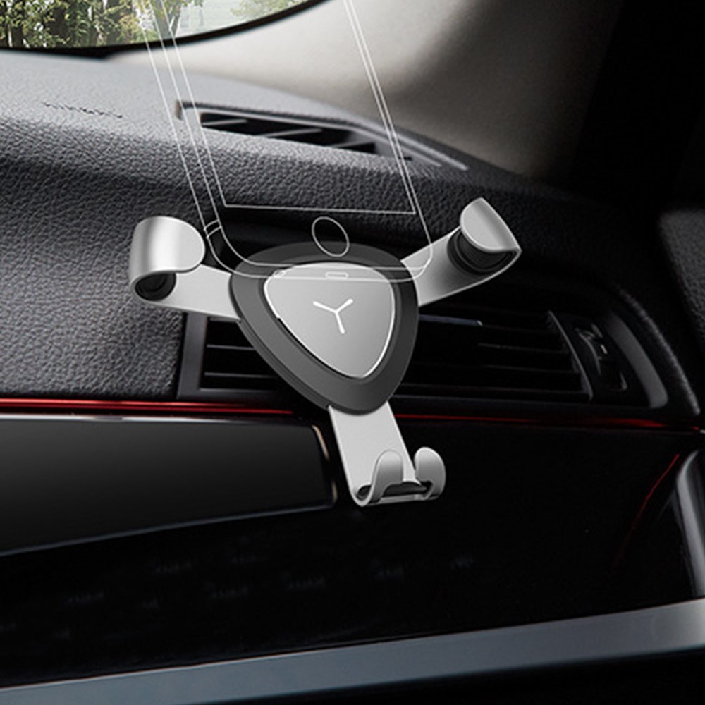 Z01 Universal Rotatable Gravity Triangle Metal Car Air Outlet Phone Holder Bracket - Gold-3