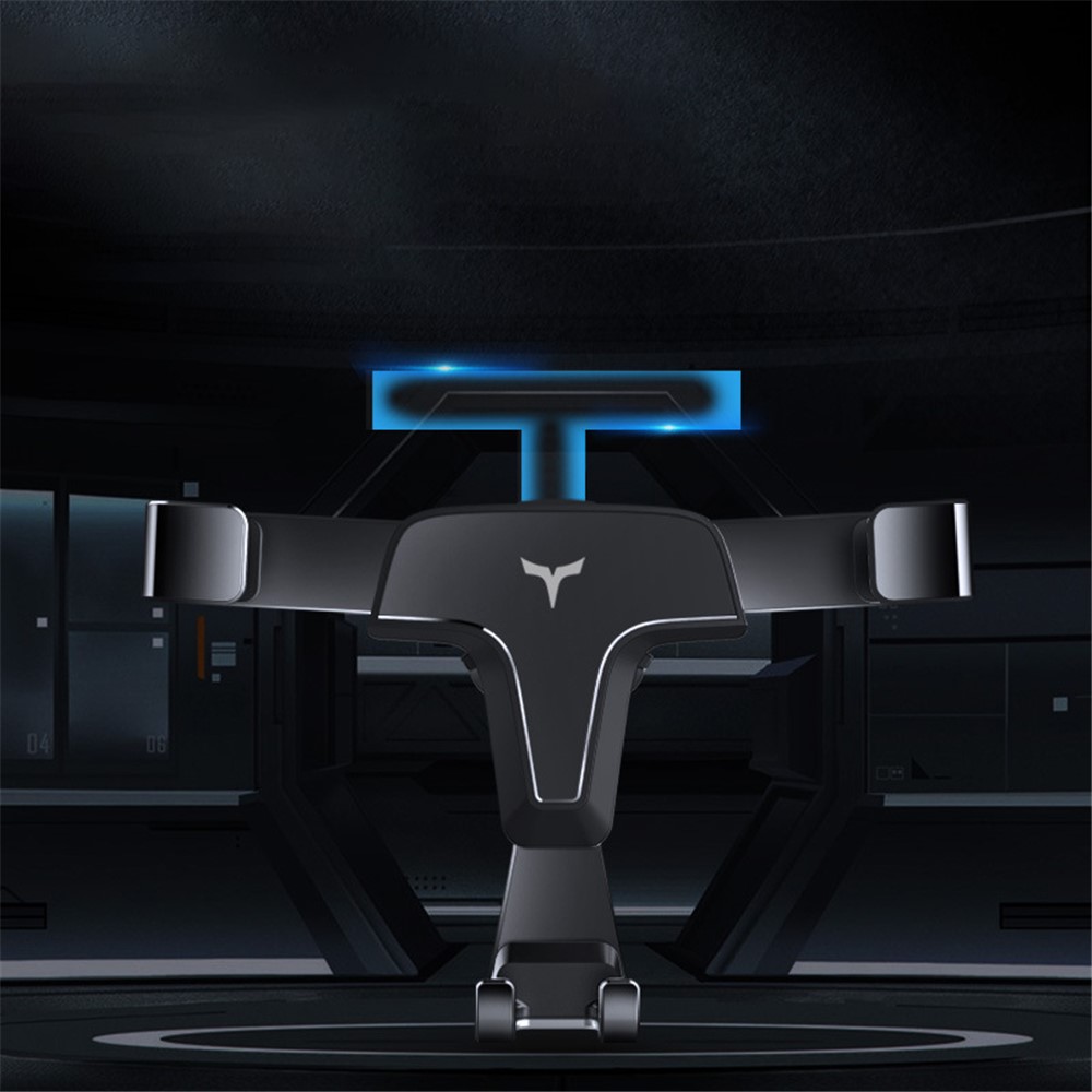 T3 Universal Triangle Metal Car Air Outlet Mount Gravity Phone Holder Rotatable Bracket - Black-3