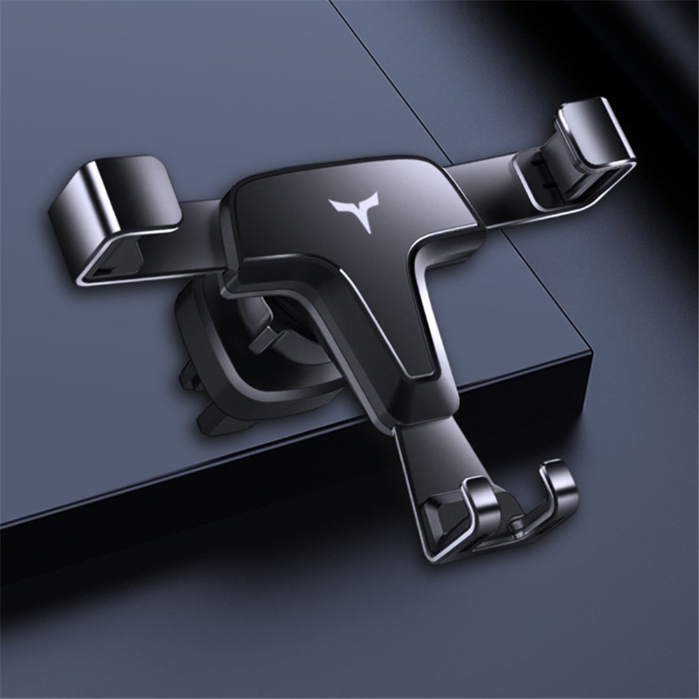 T3 Universal Triangle Metal Car Air Outlet Mount Gravity Phone Holder Rotatable Bracket - Black-6