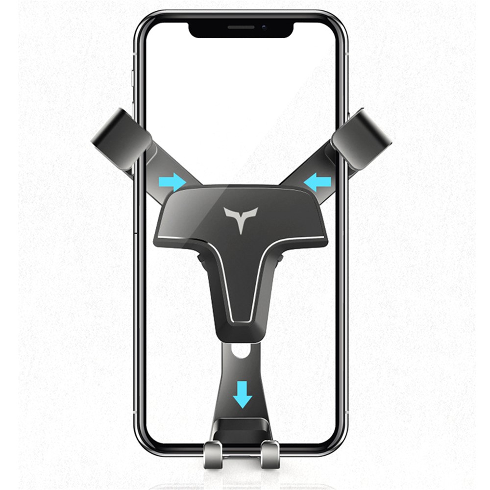T3 Universal Triangle Metal Car Air Outlet Mount Gravity Phone Holder Rotatable Bracket - Black-8