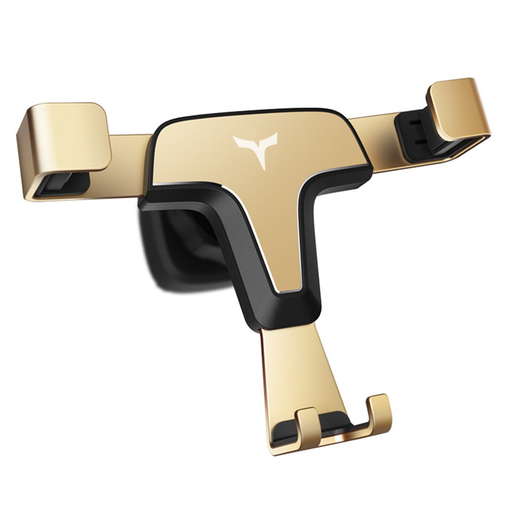 T3 Universal Triangle Metal Car Air Outlet Mount Gravity Phone Holder Rotatable Bracket - Gold-1