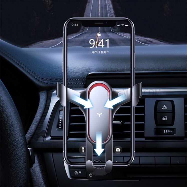 U3 Universal Gravity Phone Holder Rotatable Car Air Outlet Mount Phone Bracket - Silver-3