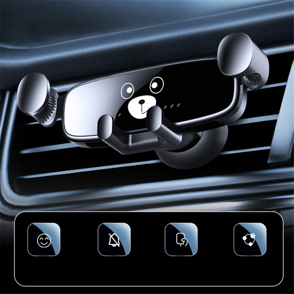 M2S Cute Cartoon Design Gravity Car Phone Holder Rotatable Air Outlet Mount Phone Stand Bracket - Black-3