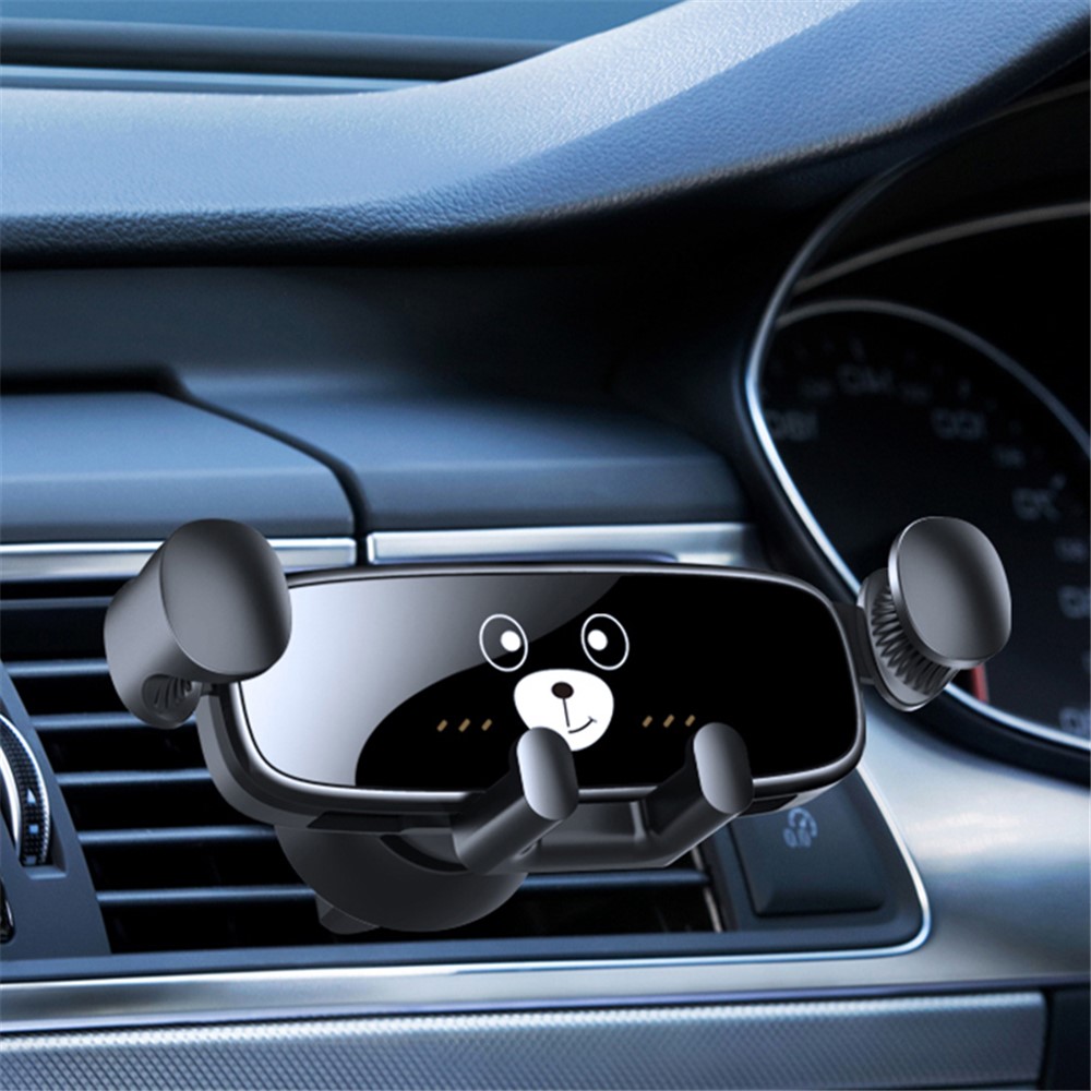 M2S Cute Cartoon Design Gravity Car Phone Holder Rotatable Air Outlet Mount Phone Stand Bracket - Yellow-2