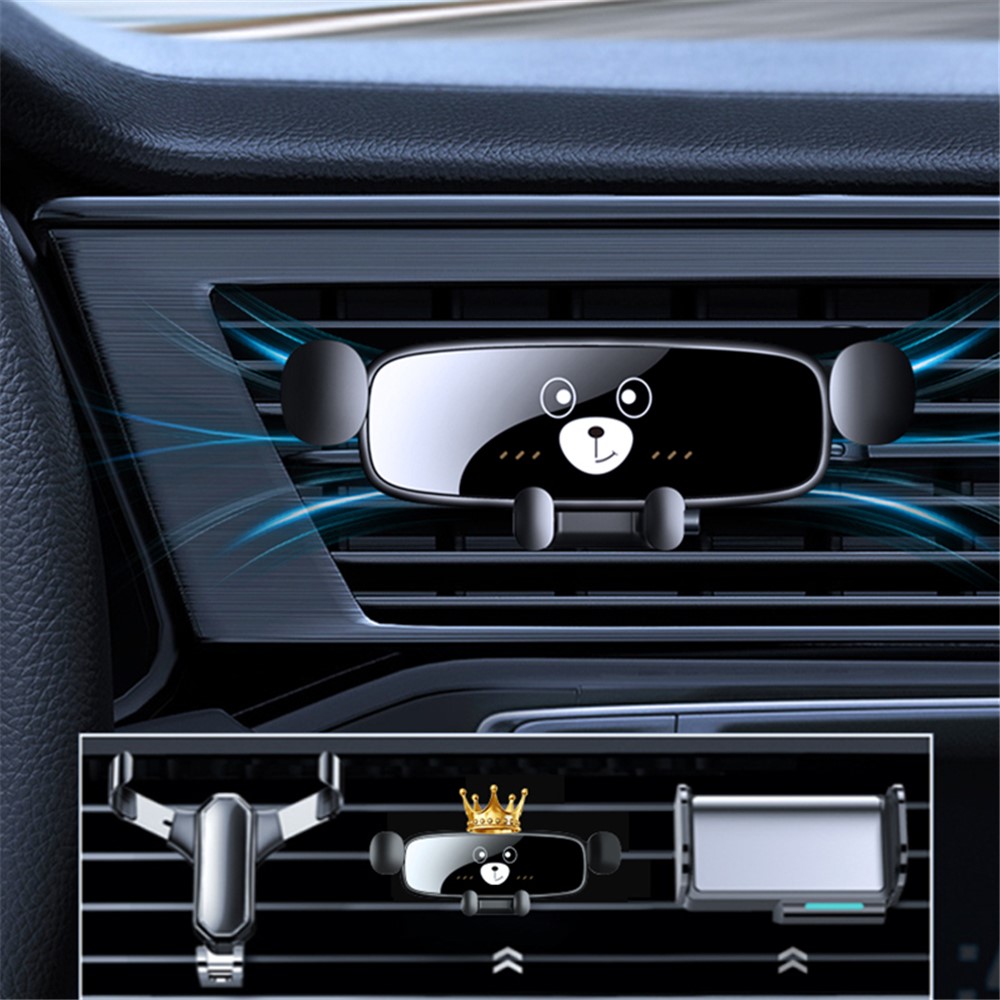 M2S Cute Cartoon Design Gravity Car Phone Holder Rotatable Air Outlet Mount Phone Stand Bracket - Yellow-5