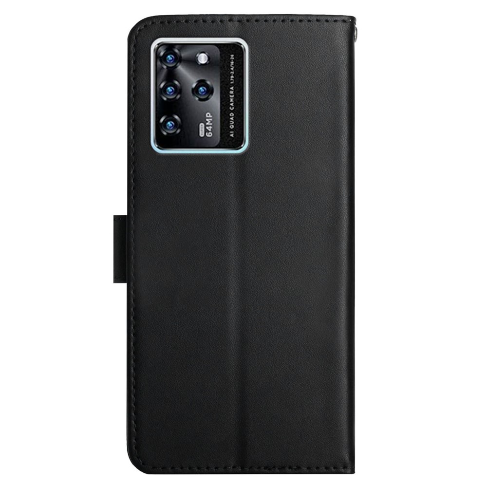 Flip Genuine Leather Nappa Texture Folio Phone Covering Phone Case Magnetic Closure Stand Wallet for ZTE Blade V30 - Black-9