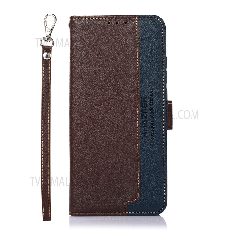 KHAZNEH Flip Phone Cover Litchi Texture Protective RFID Blocking Anti-theft Swiping Leather Case Wallet with Stand Wallet for ZTE A31 - Brown-2