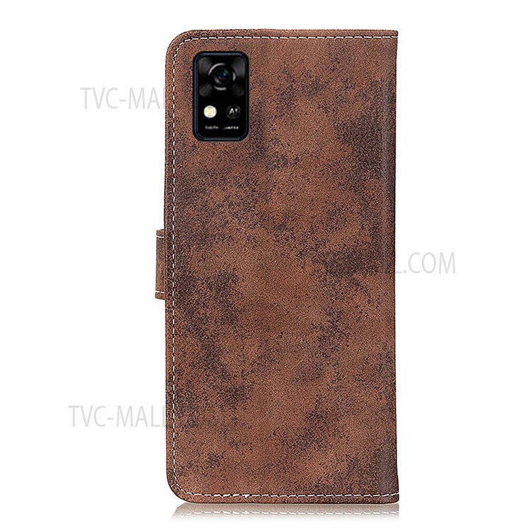 Magnetic Clasp Retro Style PU Leather Stand Phone Case Wallet Cover for ZTE Blade A31 - Brown-3