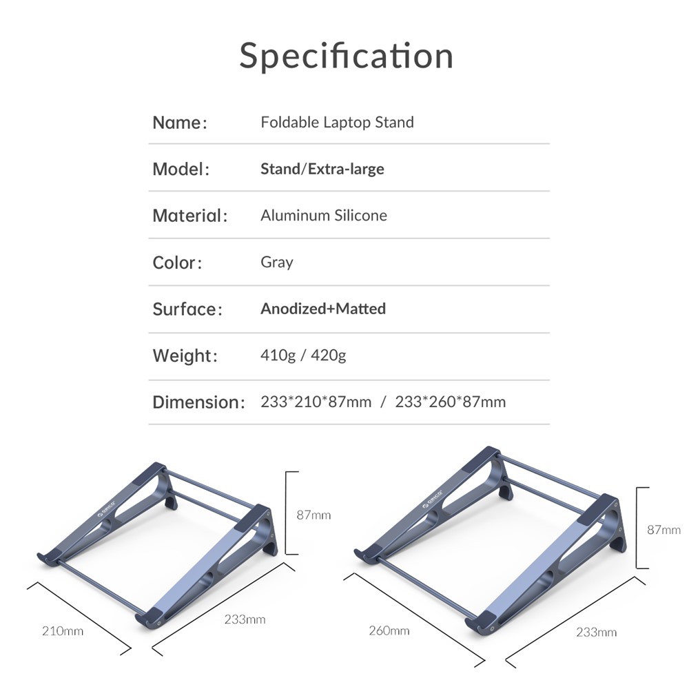 ORICO-MA15-GY-BPZ1 Desktop Notebook Stand Aluminum Laptop Riser Holder Bracket-11