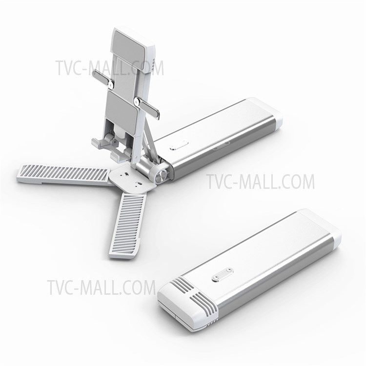 ZMZJXL05 Mini Foldable Aluminum Alloy Desktop Telescopic Mobile Phone Tablet Holder Adjustable Stand Bracket - White-1