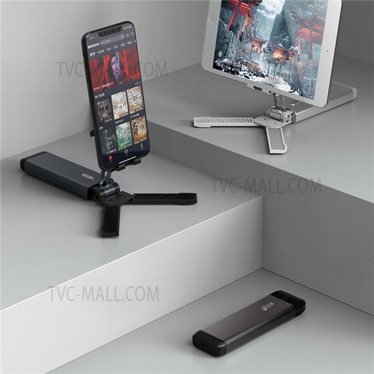ZMZJXL05 Mini Foldable Aluminum Alloy Desktop Telescopic Mobile Phone Tablet Holder Adjustable Stand Bracket - White-3