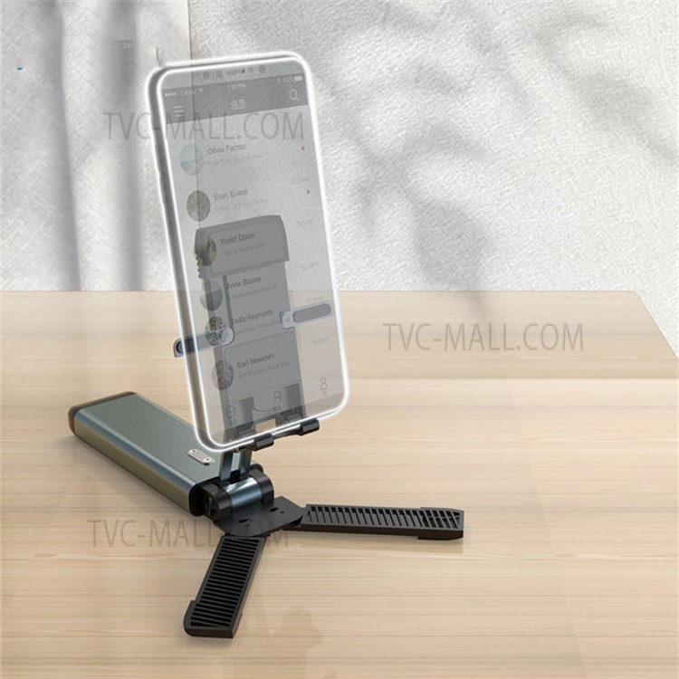 ZMZJXL05 Mini Foldable Aluminum Alloy Desktop Telescopic Mobile Phone Tablet Holder Adjustable Stand Bracket - White-8