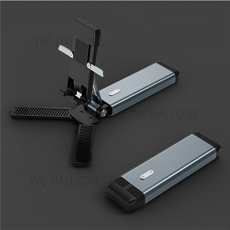 ZMZJXL05 Mini Foldable Aluminum Alloy Desktop Telescopic Mobile Phone Tablet Holder Adjustable Stand Bracket - White-9