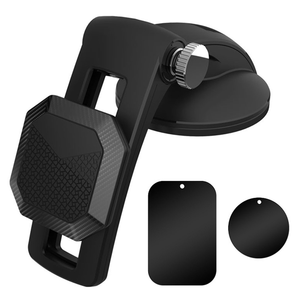 K1 Magnetic Car Dashboard Windshield Phone Holder Stand 360 Degrees Rotating Phone Mount Bracket - Black-1