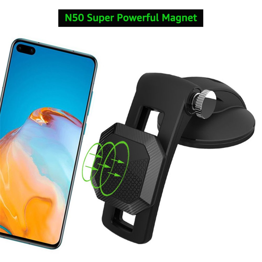 K1 Magnetic Car Dashboard Windshield Phone Holder Stand 360 Degrees Rotating Phone Mount Bracket - Black-4
